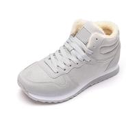 Bottines d'hiver à lacets pour femme et homme, grande taille, faciles à enfiler, talon bloc, temps froid, jours de pluie, isolation de neige, doublure en polaire antidérapante, gris, 40.5 EU