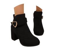 Bottines d'hiver avec bout rond, doublure en daim, courtes, confortables, pour femme, pour le quotidien, les voyages, doublure chaude, semelle robuste, Noir , 39 EU