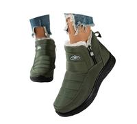 Bottines d'hiver avec doublure en polaire - Bottes de neige tendance pour femme - Couleur unie - Chaudes à enfiler pour l'extérieur et la vie quotidienne - Tige moyenne avec fermeture éclair latérale