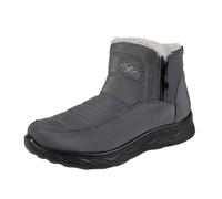 Bottines d'hiver avec doublure en polaire - Bottes de neige tendance pour femme - Couleur unie - Chaudes à enfiler pour l'extérieur et la vie quotidienne - Tige moyenne avec fermeture éclair latérale