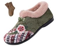 Bottines d'hiver chaudes à motif floral pour femme, doublées de fourrure, chaudes en peluche, semelle souple antidérapante, chaussures de tous les jours, 05, 39 EU