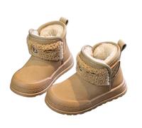 Bottines d'hiver chaudes pour filles avec doublure polaire semelle souple antidérapante pour un confort optimal lors des activités extérieures (Khaki, 5.5-6 Years)