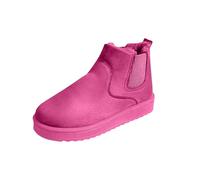 Bottines d'hiver décontractées en polaire à bout rond pour femme - Style vintage - Élégantes - Antidérapantes - Chaudes et confortables, rose vif, 38 EU