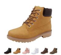 Bottines d'hiver doublées à lacets antidérapantes pour femme | Bottes de combat à plateforme résistantes à l'abrasion - Bottes d'hiver chaudes - En daim - Unisexe - Pour l'extérieur
