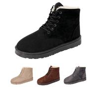 Bottines d'hiver doublées en fausse fourrure pour femme - Bottes d'hiver en coton épais et chaud à lacets - Bottes de neige confortables pour l'extérieur, imperméables et antidérapantes pour temps