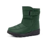 Bottines d'hiver doublées pour femme - Bottes d'hiver doublées chaudes - Bottes de neige élégantes - Bottes courtes - Légères et décontractées - Pour l'extérieur - Voyage - Vert - 36