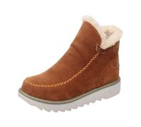 Bottines d'hiver pour femme - Bottes de neige doublées - Bottes d'hiver chaudes - Bottes d'extérieur plates - Bottes courtes - Grande taille - Bottes de transition, marron, 38 EU