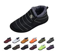 Bottines d'hiver pour femme - Doublées - Imperméables - Bottes de neige courtes - Bottes d'hiver plates - Antidérapantes - Chaussures d'extérieur à enfiler - Légères et confortables, Noir , 47 EU