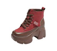 Bottines d'hiver pour femme - Élégantes et confortables - Courtes - Pour cowboy - Larges - Courtes - Pour les festivals - Confortables, rouge, 39 EU