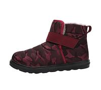 Bottines d'hiver pour femme en cuir noir chaud talon chaussures de randonnée bottines lune bottes d'hiver doublées chaussures d'hiver, rouge, 41 EU