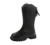 Bottines d'hiver pour fille 37 en cuir doublées pour enfant 36 élégantes | Bottes de princesse à plateforme à talon western avec fermeture éclair haute, bottes en cuir, élégantes bottes au-dessus du