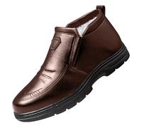 Bottines d'hiver pour homme avec doublure en polaire chaude et côtés élastiques confortables pour temps froid pour les trajets quotidiens et les loisirs, marron, 39 2/3 EU