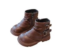 Bottines doublées pour fille - Classiques et chaudes - Pour l'automne - Steampunk - Bottes d'automne - Bottes de neige moyennes - Tendance - Bottes d'hiver - Chaussures d'école, marron, 27.5 EU