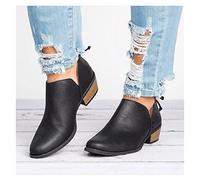 Bottines Élégantes À Lacets Booties Femme Automne Hiver 2022,Ankle Boots Chelsea Classiques À Talon Carré,Bottines De Motard Pointues En Cuir PU,femmes Cheville Chaussures for Fêtes ( Color : Black ,