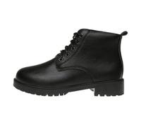 Bottines élégantes doublées pour femme - Bottes d'équitation à lacets en cuir synthétique noir - Bottes mi-mollet - Bottes à lacets imperméables - Bottes de combat confortables à enfiler - Chaussures