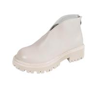 Bottines élégantes en cuir de vachette pour femme - Fabriquées à la main - Légèrement doublées - Parfaites pour l'automne et l'hiver - Bottes de voile antidérapantes, Blanc., 37 EU