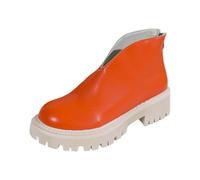 Bottines élégantes en cuir de vachette pour femme - Fabriquées à la main - Légèrement doublées - Parfaites pour l'automne et l'hiver - Bottes de voile antidérapantes, Orange, 41 EU
