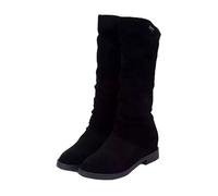 Bottines élégantes en daim pour femme - Bottes western avec fermeture éclair - Bottes plates à enfiler - Bottes d'hiver mi-hautes - Bottes d'hiver - Bottes de travail - Bottes de travail - Taille 36 à