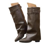 Bottines élégantes mi-hautes pour femme avec sangle réglable - Bottines confortables pour la vie quotidienne, les loisirs, les voyages - Cuir synthétique robuste avec boucle - Semelle intérieure
