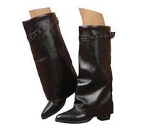 Bottines élégantes mi-hautes pour femme avec sangle réglable - Bottines confortables pour la vie quotidienne, les loisirs, les voyages - Cuir synthétique robuste avec boucle - Semelle intérieure