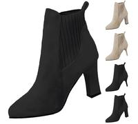 Bottines élégantes pour femme - Avec doublure à talon court - Bottes courtes confortables - Bottes pointues - Bottes de loisirs - Bottes plates en cuir - Taille 36 à 43, N A., 37 EU