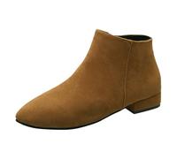Bottines élégantes pour femme avec talon court, bottines plates antidérapantes, bout pointu, fermeture éclair latérale, talon épais, bottes de loisirs, jaune, 41 EU