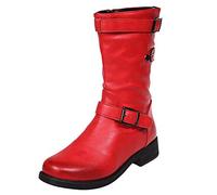Bottines élégantes pour femme - En cuir synthétique - Bottes western - Largeur H - Avec boucles - Bottes d'équitation - Bottes d'hiver - Taille 35 à 43, rouge, 40 EU