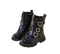 Bottines élégantes pour filles pour les petites fashionistas avec semelle rembourrée robuste en cuir synthétique confortable pour de nombreuses occasions (noir, 30)