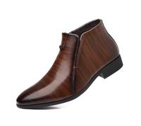 Bottines élégantes pour homme avec un design élégant, une texture rayée, une fermeture éclair latérale pour un port facile, parfaites pour les occasions professionnelles et décontractées, marron, 41