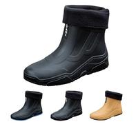 Bottines en caoutchouc doublées pour femme - Bottes de pluie mi-hautes unisexes - Bottes de pluie imperméables en caoutchouc antidérapantes - Chaussures de jardin classiques basses - Tige large, bleu