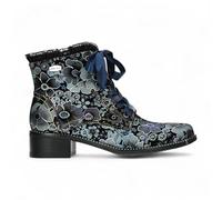 Bottines en Cuir à Fleurs Style Gothique Victorien Laura Vita Emcmao-45 Pour Femmes - Fermeture Zippée à Lacets et Talon Carré de 4 cm