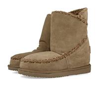 Bottines en cuir beige de style australien à talonnette invisible pour femme 42114