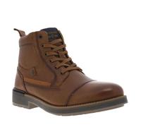 Bottines en cuir cognac à talon plat et à lacets plats et zip latéral 42
