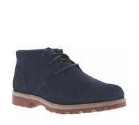 Bottines en cuir marine en suède avec le logo sur le côté et à lacets ronds