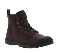 Bottines en cuir marron à talon plat avec des lacets et un zip latéral 40