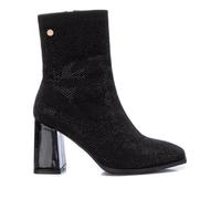 Bottines en cuir noir pour femmes - XTI - Daim-Nubuck - Talon Large 8cm - Certificat Vegan PETA 36