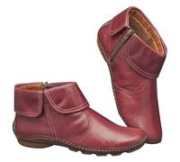 Bottines en cuir pour femme avec fermeture éclair - Élégantes et confortables - En cuir synthétique souple - Avec revers plié, semelle antidérapante - Respirantes et faciles à porter, Rouge, 43 EU