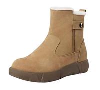 Bottines en cuir pour femme - Talon bloc - Doublées - Bottes d'hiver mi-mollet - Bottes courtes pour l'automne et l'hiver - Bottes rétro élastiques - Simples - Confortables et polyvalentes