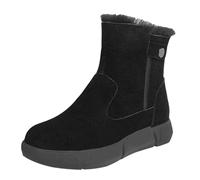 Bottines en cuir pour femme - Talon bloc - Doublées - Bottes d'hiver mi-mollet - Bottes courtes pour l'automne et l'hiver - Bottes rétro élastiques - Simples - Confortables et polyvalentes