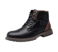 Bottines en cuir pour homme - Style vintage - Mocassins tendance - Bottes courtes avec talon bloc - Bottes à lacets confortables avec tige en cuir - Bottes de moto classiques, Noir , 48