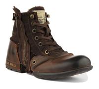Bottines en cuir Replay Clutch pour hommes - Brun Foncé - Lacets et fermeture éclair latérale 45