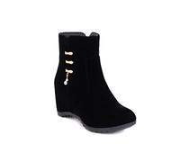 Bottines en daim à talons compensés pour femmes Large Fit Boucle Mode Dames Casual Cheville Bottes Hiver Chaud Travail Mariage Cheville Bottes Marche Chaussures Pas Cher