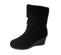 Bottines en daim pour femme avec talon compensé - Bottes à enfiler - Bottes d'hiver pointues - Bottes basses élégantes - Bottes courtes confortables à talon - Bottes western antidérapantes