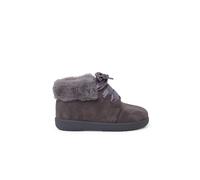 Bottines En Suède Fille Col Fourrure Lacets En Satin Gris 21