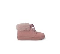 Bottines En Suède Fille Col Fourrure Lacets En Satin Rose 26