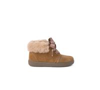 Bottines En Suède Fille Col Fourrure Lacets En Satin Taupe 22