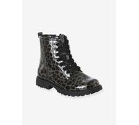 Bottines enfant fille vernies synthétique zippées noir imprimé 31