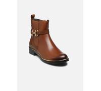 CAPRICE Bottines femme en cuir avec boucle décorative, Marron (Cognac Comb), 38 EU