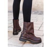 Bottines et boucle et semelle crantée pour femme - Look urbain robuste Style affirmé avec bottines à boucle conquêtes pour accompagner vos journées actives tout en assurant un confort maximal. Fabriqu