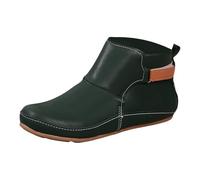 Bottines faciles à fixer pour femme en cuir synthétique avec semelle plate et sangle à boucle, bout en amande, bout spacieux, doux, léger, aéré, confortable, élégant, pour le bureau et les affaires